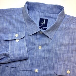 JOHNNIE-O‎ Hutton Classic Fit  Button Down Shirt  Men's L Blue Roll-Tab Sleeves